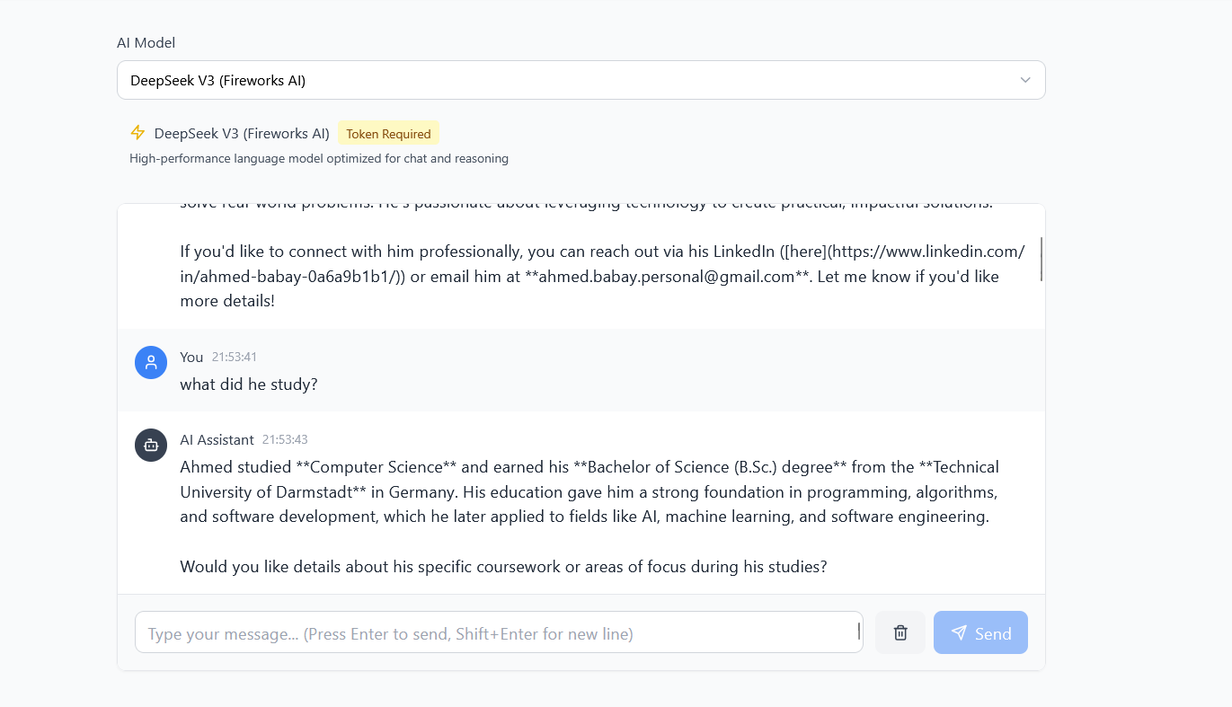 Chat interface with message history