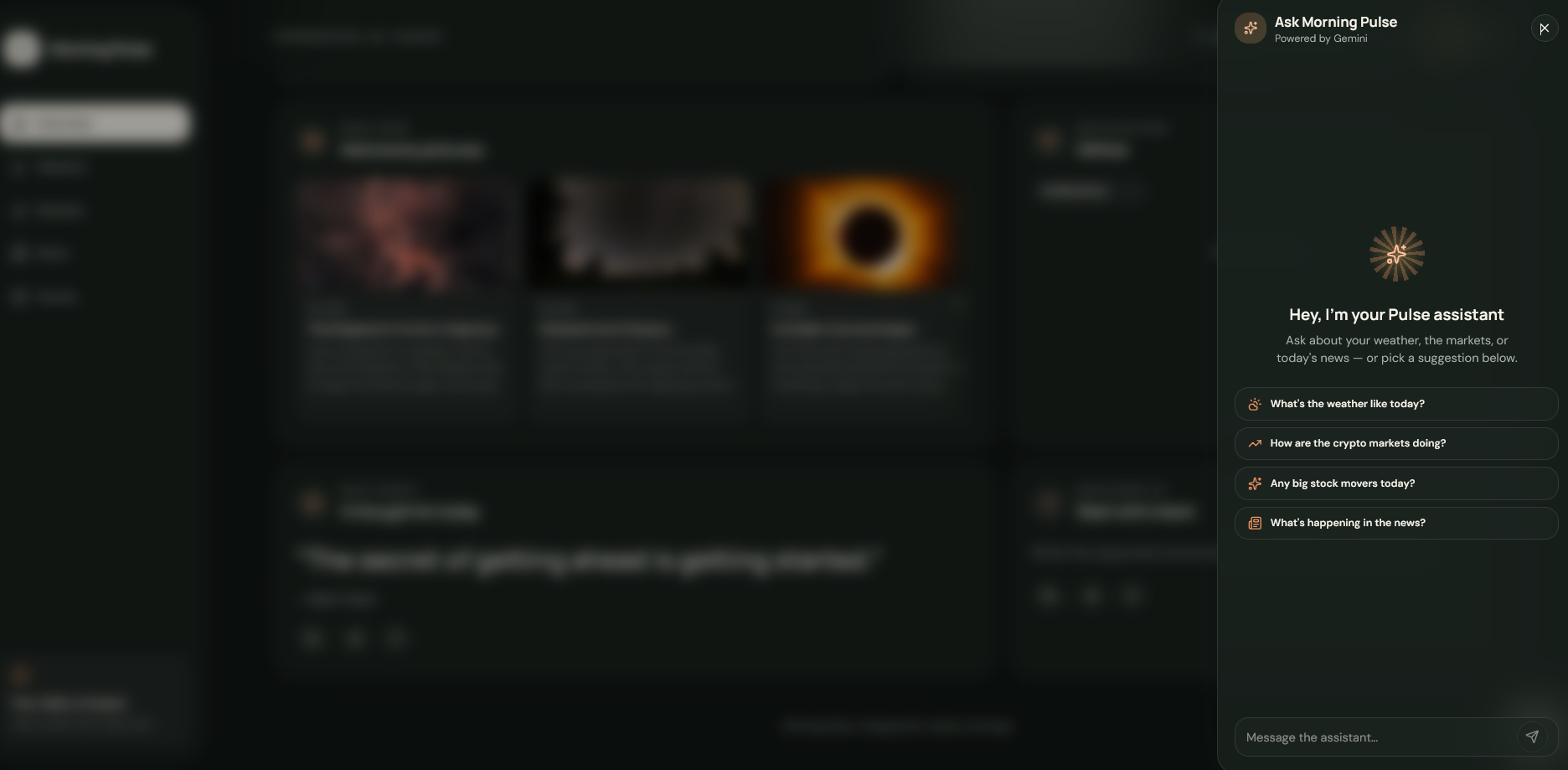 Morning Pulse events and space launches view